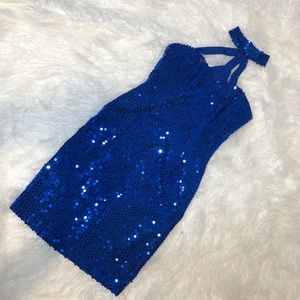 Blue Sequin Party Dress